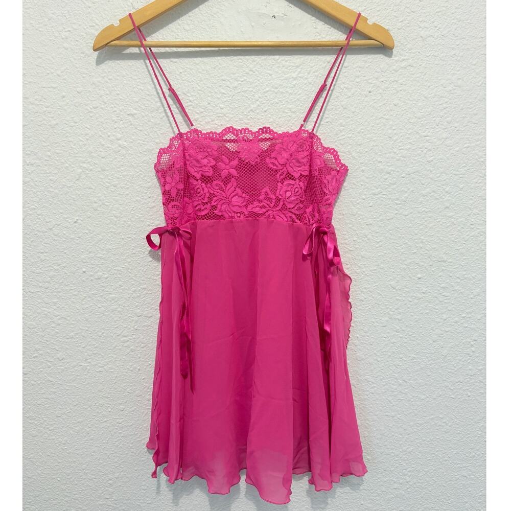 vintage y2k victoria's secret nightgown slip dress cami coquette sheer pink mesh